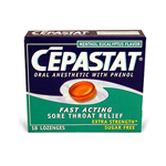 Cepastat Sugar Free Oral Anesthetic Lozenges with Phenol, Menthol Eucalyptus Flavor, 18 ea